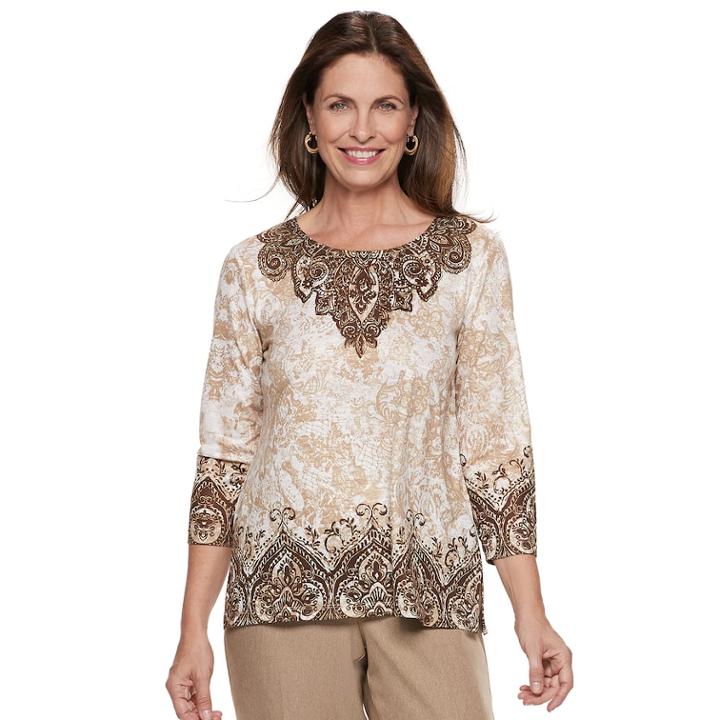 Women's Alfred Dunner Studio Scroll Top, Size: Medium, Medallion Print