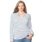 Plus Size Chaps Striped Polo Shirt, Women's, Size: 3xl, White