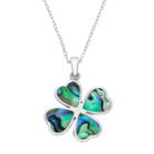 Sterling Silver Abalone Heart Four Leaf Clover Pendant Necklace, Women's, Size: 18, Green