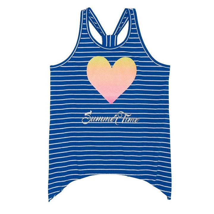 Girls 4-6x French Toast Handkerchief Hem Tank Top, Girl's, Size: 6, Dark Blue