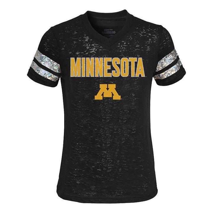 Girls 4-6x Minnesota Golden Gophers Opal Burnout Tee, Girl's, Size: M(5/6), Black
