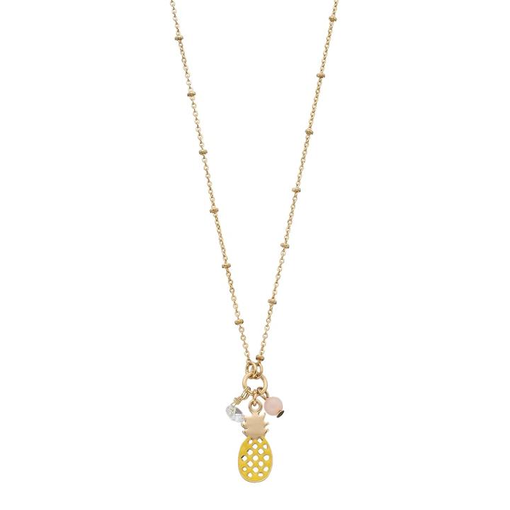 Lc Lauren Conrad Cubic Zirconia Pineapple Charm Necklace, Women's, Yellow