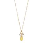 Lc Lauren Conrad Cubic Zirconia Pineapple Charm Necklace, Women's, Yellow