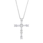 Emotions Sterling Silver Cubic Zirconia Cross Pendant Necklace, Women's, White