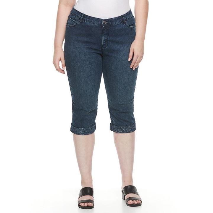 Plus Size Gloria Vanderbilt Alexandra Cuffed Capri Jeans, Women's, Size: 16 W, Brt Blue