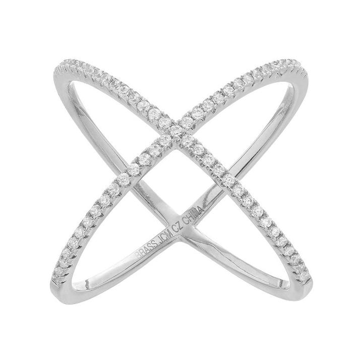 Fleur Cubic Zirconia X Ring, Women's, Size: 8, Grey