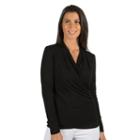 Women's Harve Benard Ruched Faux-wrap Top, Size: Medium, Black