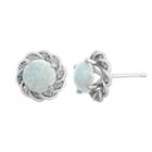 Lab-created Opal And Blue Topaz Sterling Silver Flower Button Stud Earrings, Women's