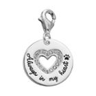 Personal Charm Sterling Silver Cubic Zirconia Heart Cutout Charm, Women's, White