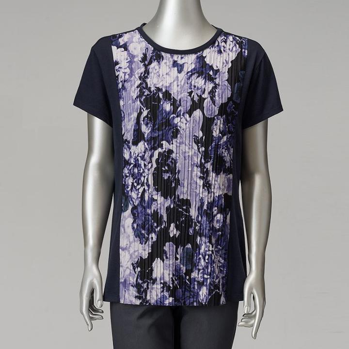 Women's Simply Vera Vera Wang Print Crinkle Tee, Size: Large, Blue (navy)