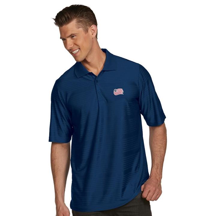 Men's Antigua New England Revolution Illusion Desert-dry Xtra-lite Tonal-striped Performance Polo, Size: Small, Blue (navy)