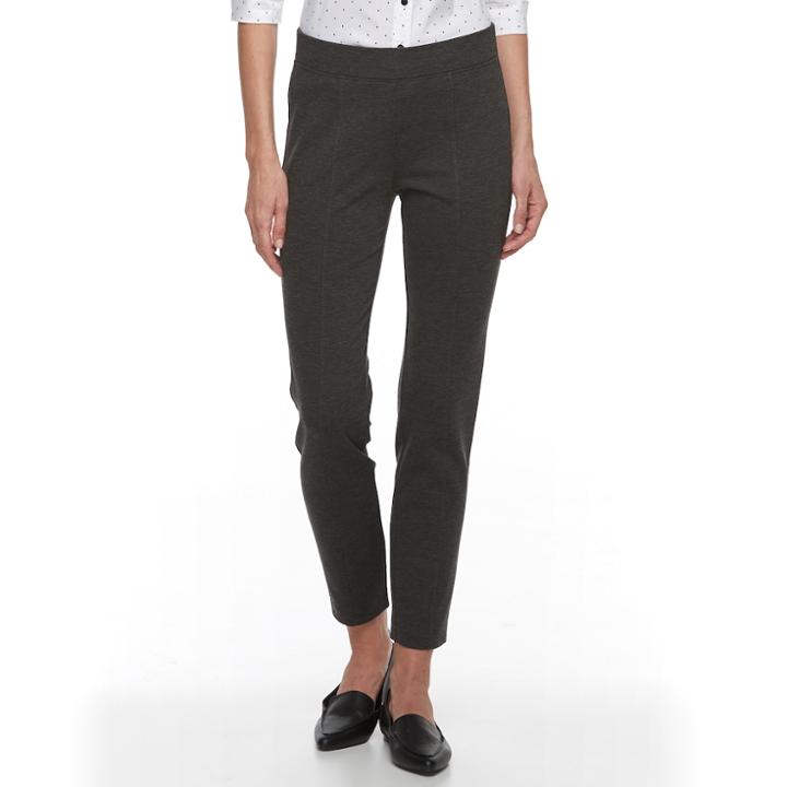 Petite Croft & Barrow&reg; Tummy-slimming Slim-leg Ponte Pants, Women's, Size: Large, Dark Grey