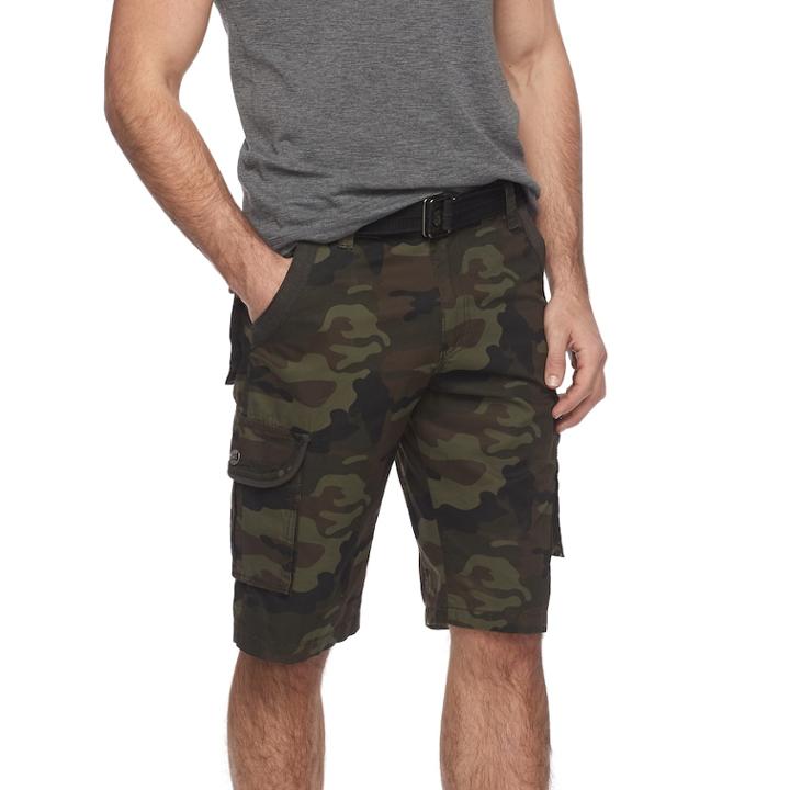 Men's Rawx Regular-fit Belted Cargo Shorts, Size: 34, Med Green