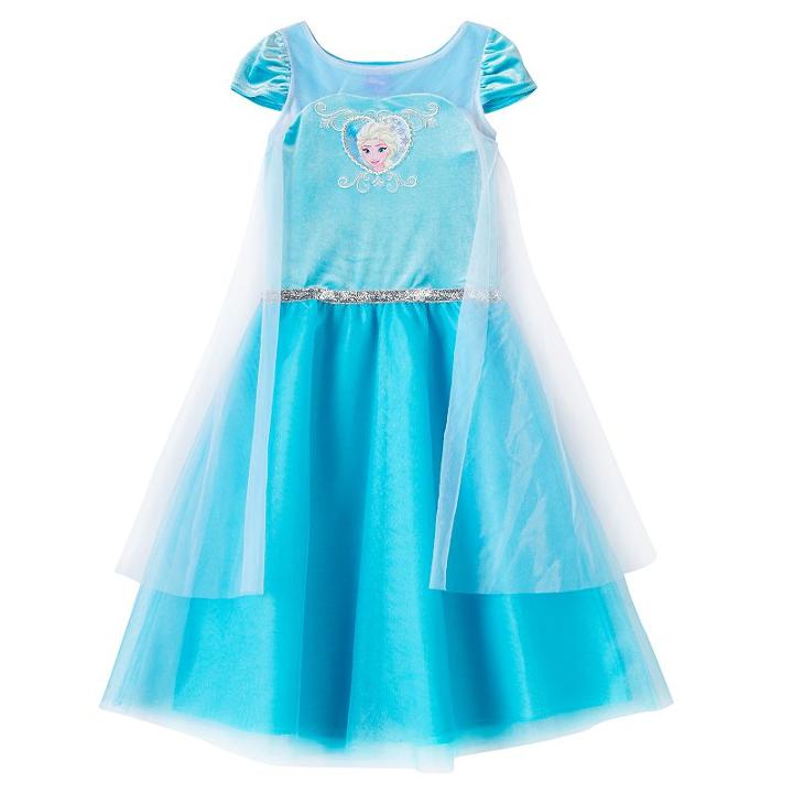 Disney's Frozen Elsa Girls 4-6x Velour Tulle Cape Dress, Girl's, Size: 5, Turquoise/blue (turq/aqua)