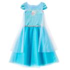 Disney's Frozen Elsa Girls 4-6x Velour Tulle Cape Dress, Girl's, Size: 5, Turquoise/blue (turq/aqua)