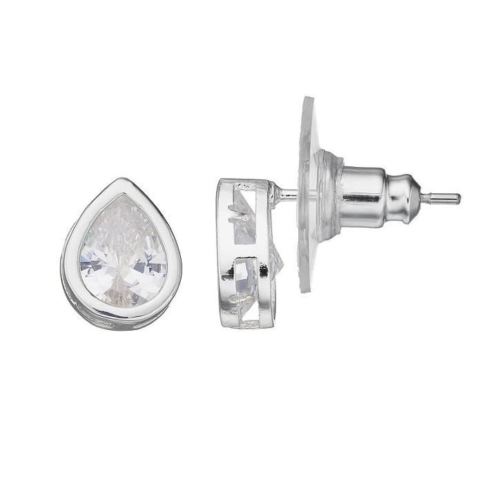 Lc Lauren Conrad Cubic Zirconia Nickel Free Teardrop Stud Earrings, Women's, Silver