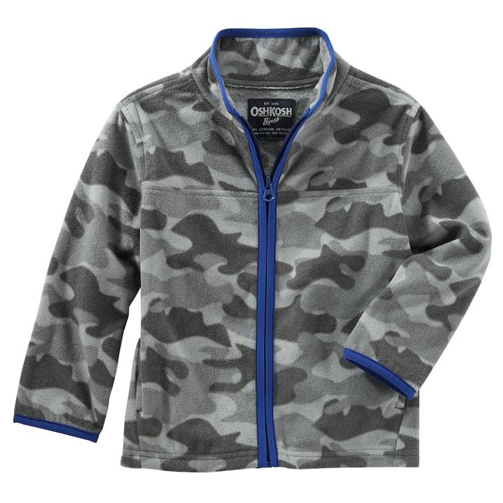 Boys 4-8 Carter's Camouflaged Fleece Zip Jacket, Size: 7, Gray Camo