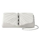 Gunne Sax By Jessica Mcclintock Andrea Satin Ruched Rhinestone Clutch, Women's, White
