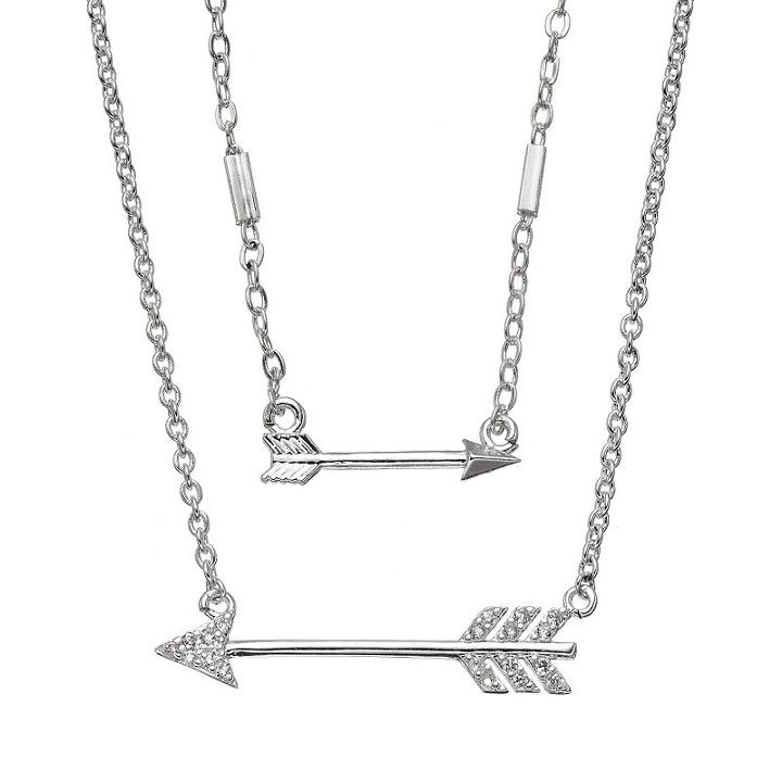 Lc Lauren Conrad Double Strand Arrow Necklace, Women's, Silver