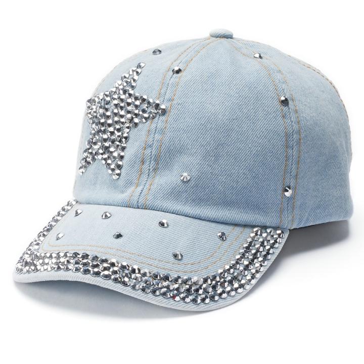 Women's Mudd&reg; Star Bling Baseball Cap, Light Blue