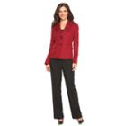 Women's Le Suit Tweed Suit Jacket & Solid Pants Set, Size: 6, Brt Red