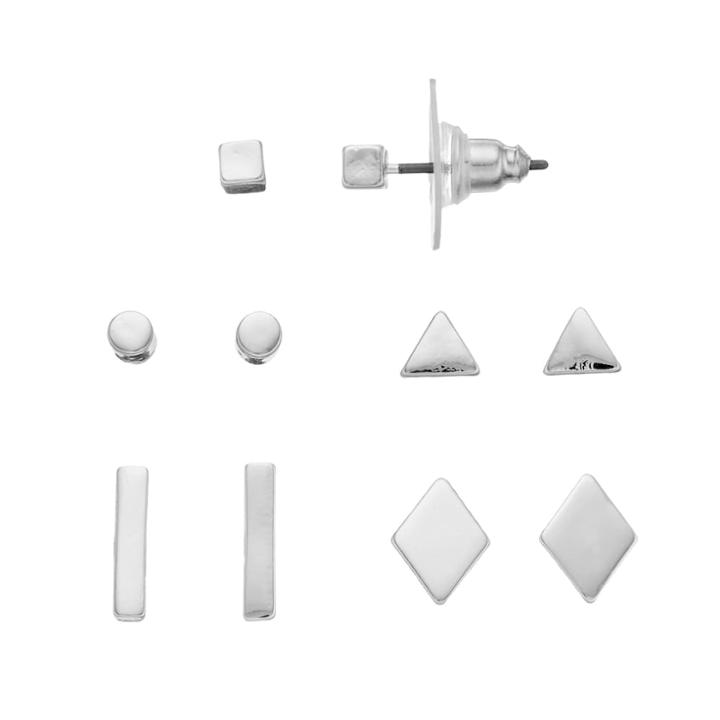 Lc Lauren Conrad Geometric Nickel Free Stud Earring Set, Women's, Silver