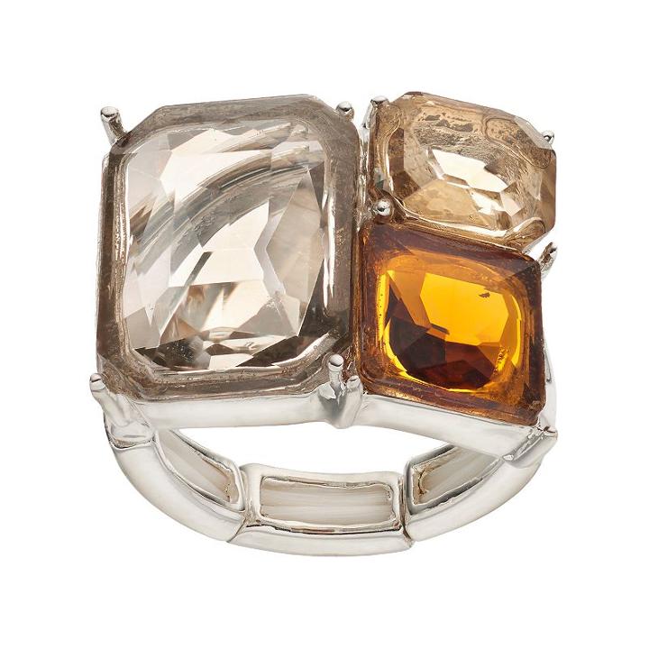 Jennifer Lopez Rectangular Stone Stretch Ring, Women's, Size: 7, Black
