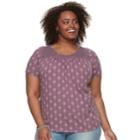 Plus Size Sonoma Goods For Life&trade; Lace Yoke Tee, Women's, Size: 2xl, Purple