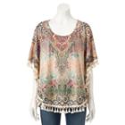 Women's World Unity Embellished Tassel Top, Size: Small, Beige Oth