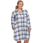 Plus Size Sonoma Goods For Life&trade; Pajamas: Button Down Flannel Sleep Shirt, Women's, Size: 3xl, Med Blue