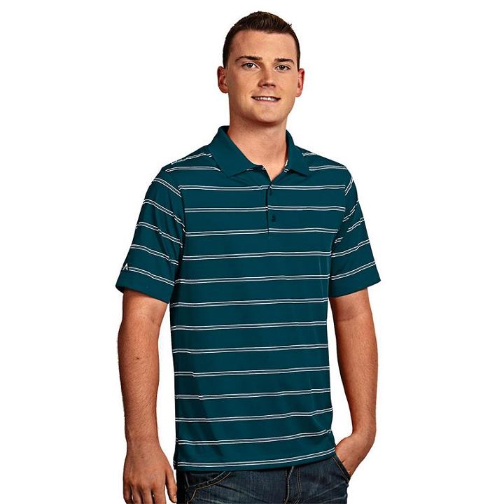 Men's Antigua Striped Performance Golf Polo, Size: Xl, Turquoise/blue (turq/aqua)