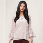 Lc Lauren Conrad Runway Collection Velvet Flocked Top - Women's, Size: Large, Light Pink