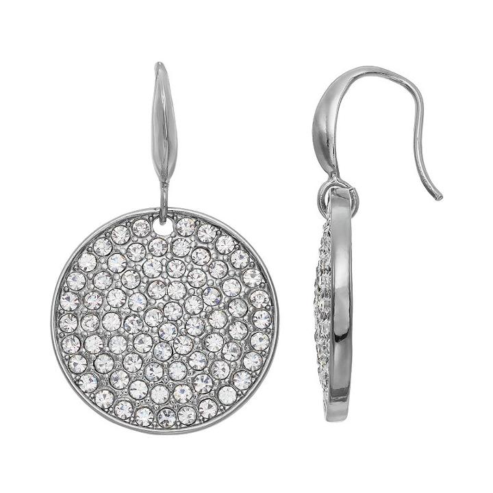 Simply Vera Vera Wang Pave Disc Nickel Free Drop Earrings, Women's, Silver