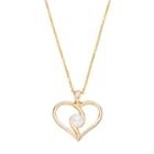 Illuminaire Cubic Zirconia Heart Pendant Necklace, Size: 18, White