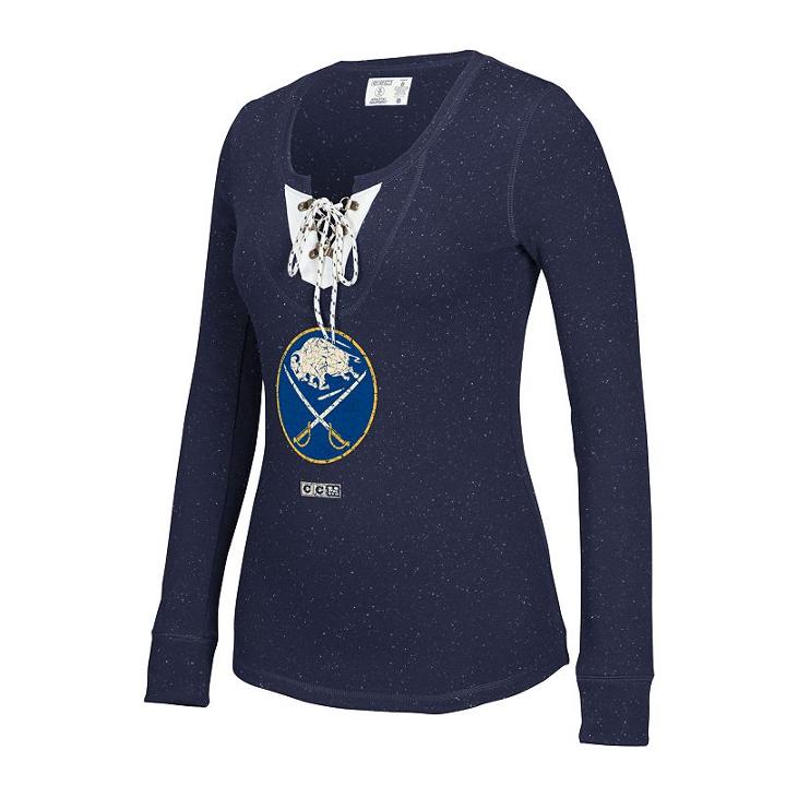Women's Ccm Buffalo Sabres Lace-up Henley Tee, Size: Large, Multicolor