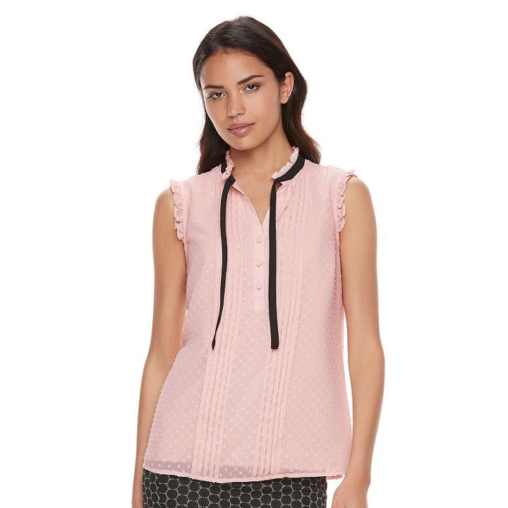 Women's Elle&trade; Pintuck Ruffle Top, Size: Xs, Lt Orange