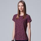 Petite Simply Vera Vera Wang Jacquard Tee, Women's, Size: S Petite, Purple