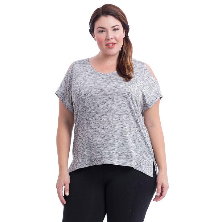 Plus Size Marika Curves Elsa Cold Shoulder Tee, Women's, Size: 3xl, Med Grey