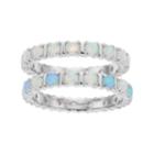 Sterling Silver Lab-created Opal 2 Piece Stack Ring Set, Women's, Size: 6, White