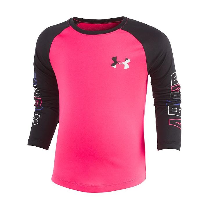 Girls 4-6x Under Armour Wordmark Raglan Long-sleeved Tee, Size: 6, Pink