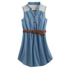 Girls 7-16 My Michelle Lace Yoke Chambray Shirtdress, Size: 10, Blue Other