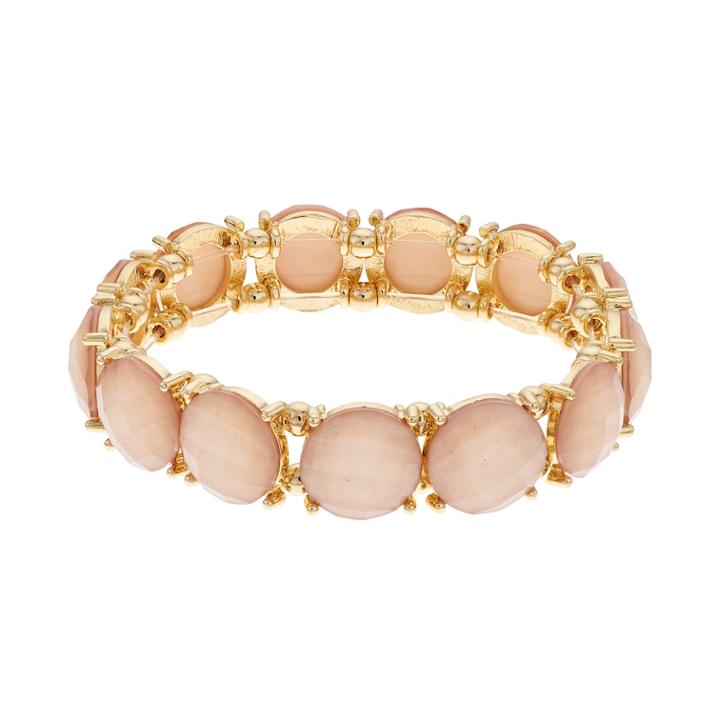 Lc Lauren Conrad Peach Round Stone Stretch Bracelet, Women's, Pink