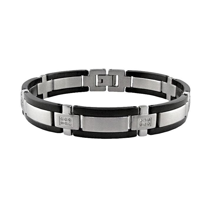 Lynx Stainless Steel Black Ion 1/4-ct. T.w. Diamond Bracelet - Men