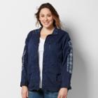 Plus Size Sonoma Goods For Life&trade; Embroidered Utility Jacket, Women's, Size: 2xl, Dark Blue