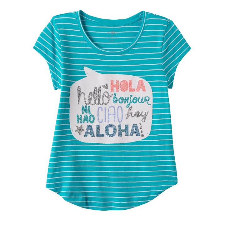 Girls 7-16 So&reg; Curved-hem Graphic Tee, Girl's, Size: 16, Turquoise/blue (turq/aqua)