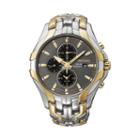 Seiko Men's Two Tone Stainless Steel Chronograph Solar Watch - Ssc138, Multicolor