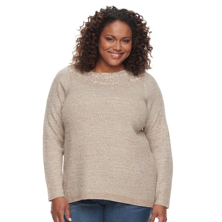 Plus Size Croft & Barrow® Cable-knit Boatneck Sweater, Women's, Size: 2xl, Med Beige