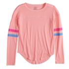 Girls 7-16 So&reg; Striped Varsity Tee, Size: 14, Brt Pink