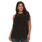 Plus Size Apt. 9&reg; Inset Lace Swing Tank, Women's, Size: 4xl, Black