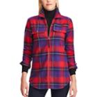 Women's Chaps Plaid Zip-front Shirt, Size: Small, Red